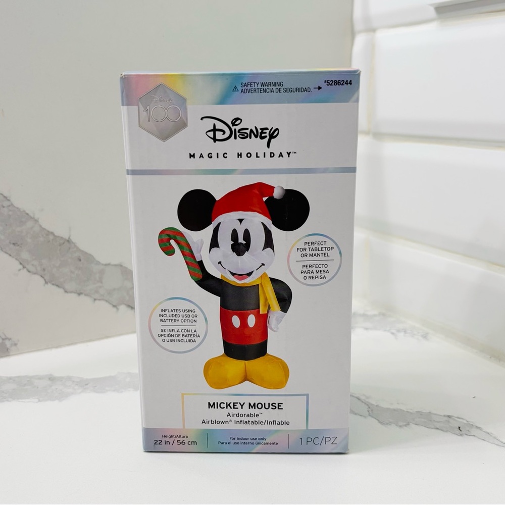 Disney 100 Magic Holiday Mickey Mouse Airdorable 22-inch Inflatable Indoor Use